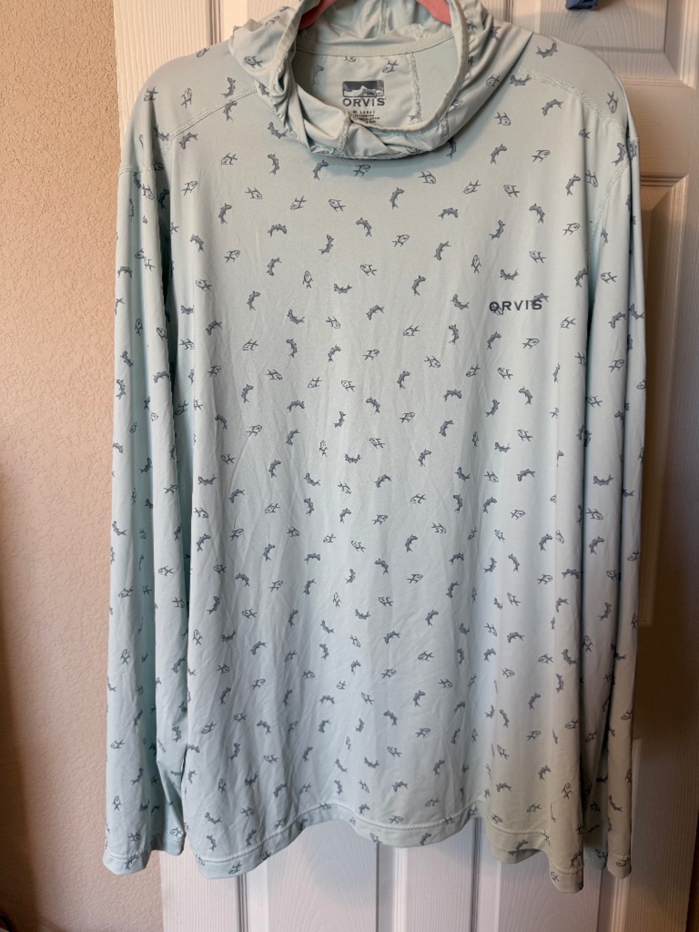 Orvis Men's Sun Defense Printed Hoodie XXL Light Blue
